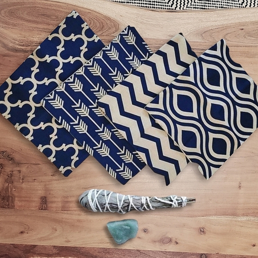 New 4x Canvas Pillow Covers + Organic Sage Smudge + Green Quartz Healing Crystal